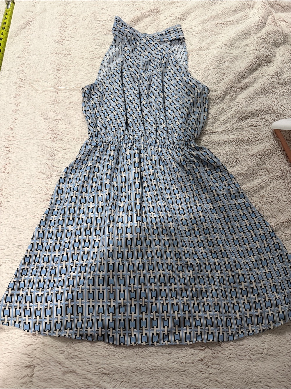 Express Light Blue Geometric Halter Dress